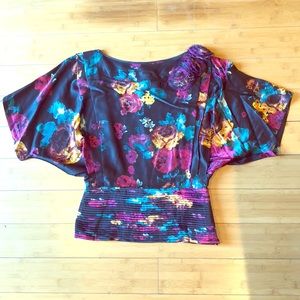 CATHERINE MALANDRINO SILK FLORAL TOP